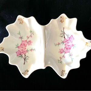 Vintage Mitterteich Bavaria divided leaf-shaped candy dish